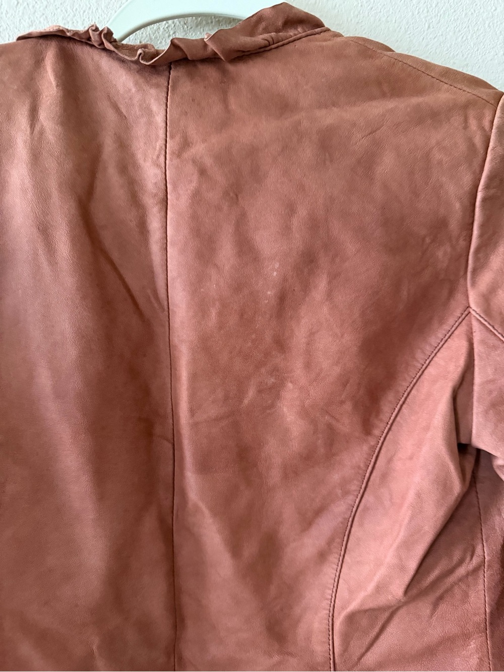 bagatelle Rust Ruffle Trim Leather Jacket - Picture 5 of 5